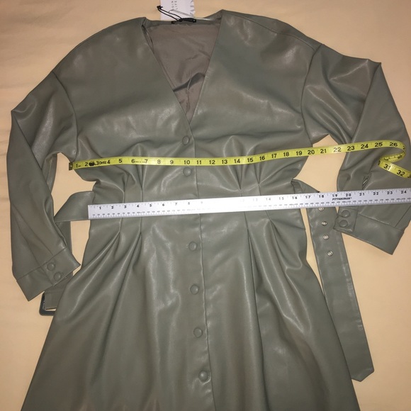 “L” Zara Light Khaki Faux Leather Dress NWT - Picture 15 of 16